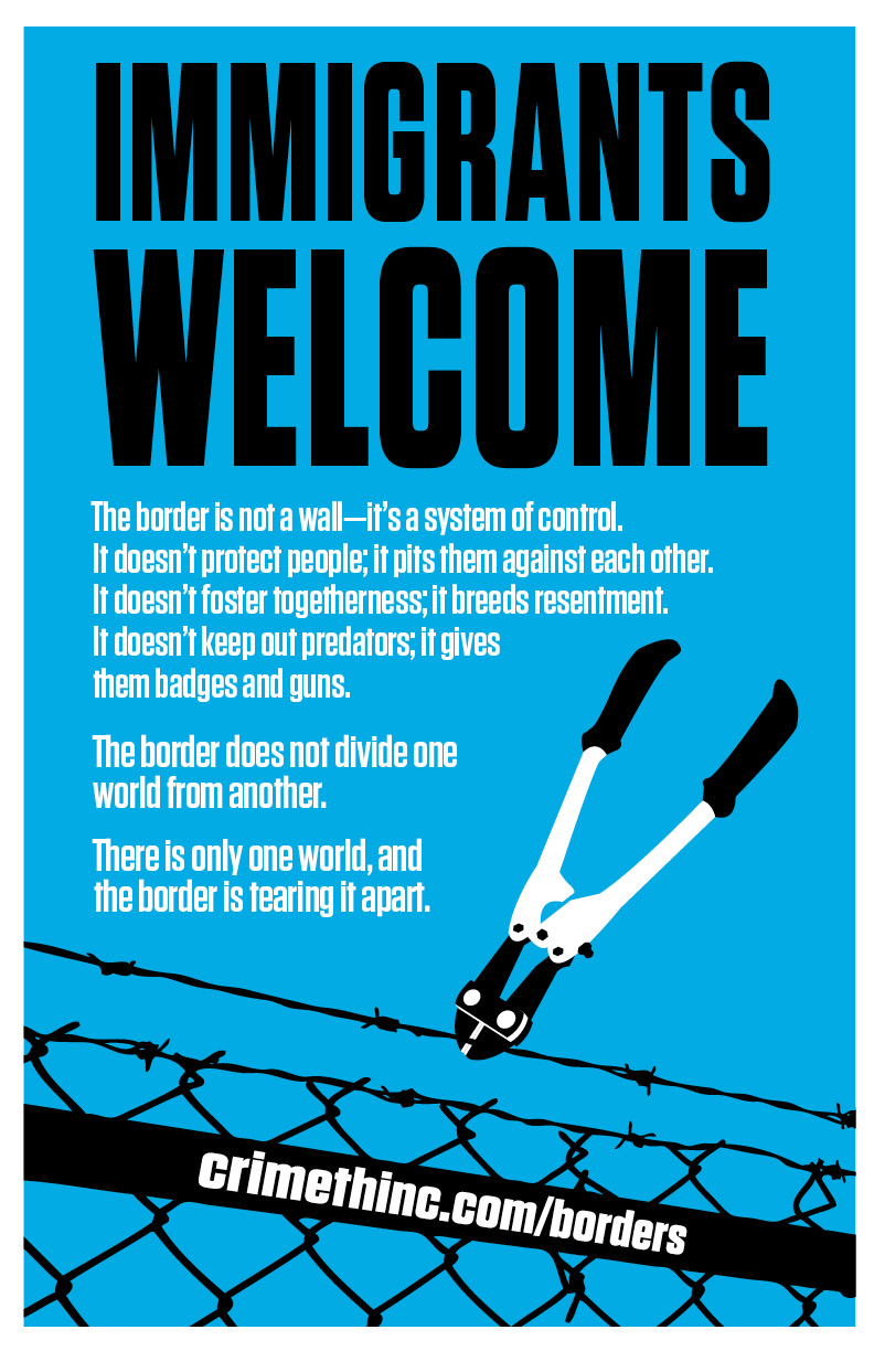 Foto di ‘Immigrants Welcome’ fronte