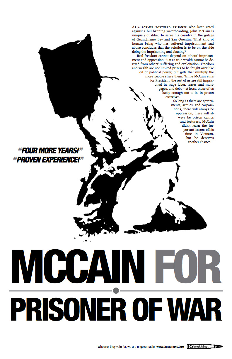 Foto di ‘McCain For Prisoner of War’ fronte