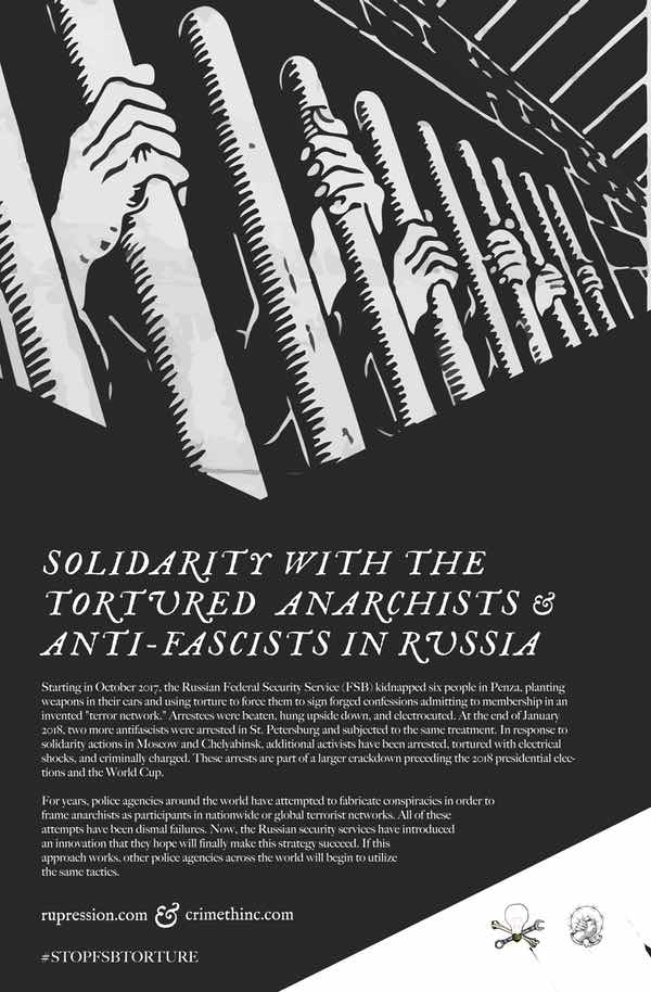 Foto di ‘Solidarity with the Tortured Anarchists and Anti-Fascists in Russia’ fronte