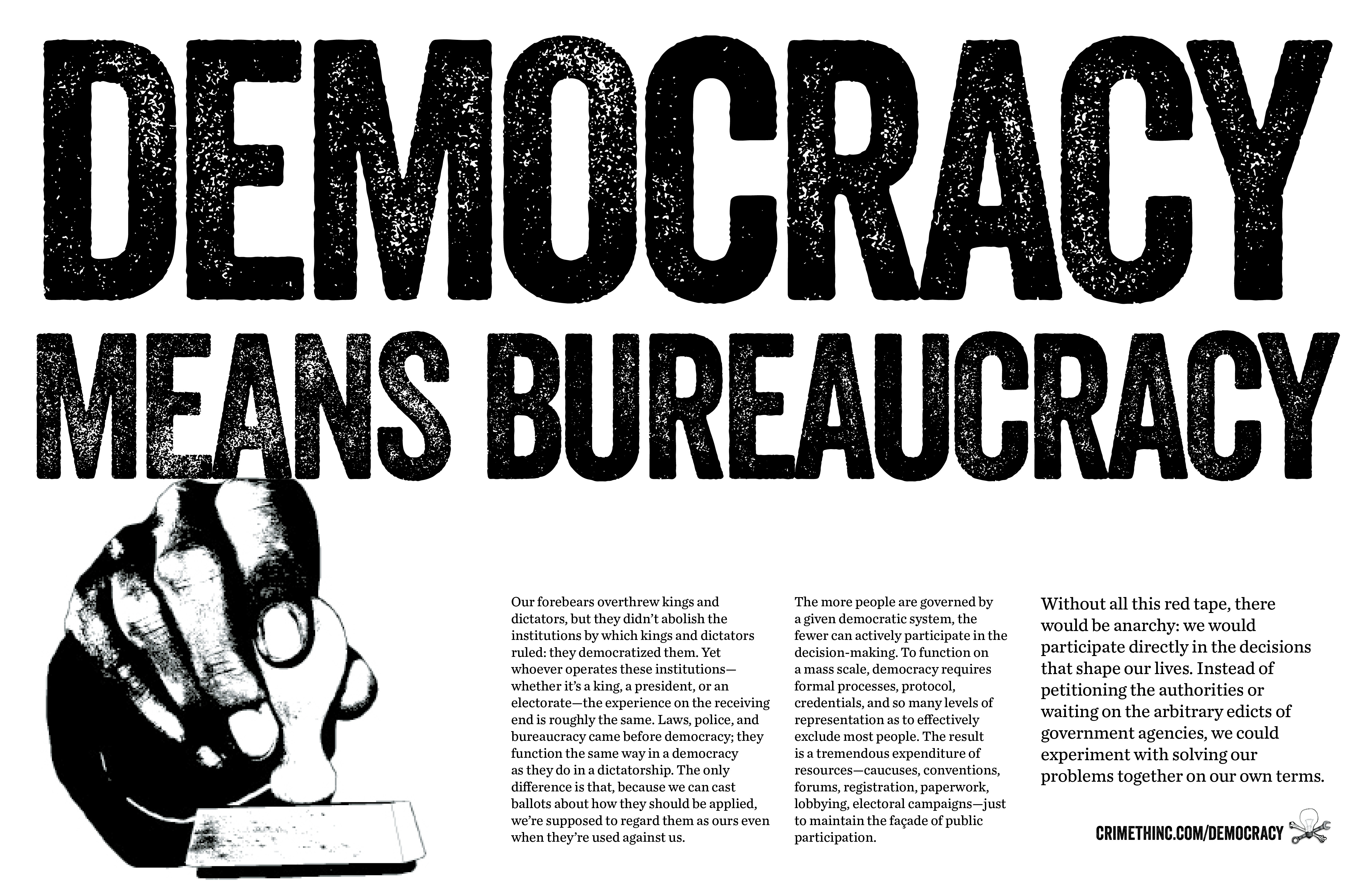 Foto di ‘Democracy Means Bureaucracy’ fronte